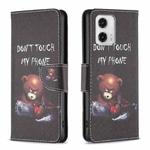 For Motorola Moto G73 5G Colored Drawing Pattern Leather Phone Case(Bear)