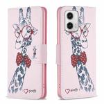 For Motorola Moto G73 5G Colored Drawing Pattern Leather Phone Case(Deer)