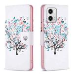 For Motorola Moto G73 5G Colored Drawing Pattern Leather Phone Case(Tree)