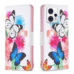 For Motorola Moto G13 4G/G23 4G/G53 5G Colored Drawing Pattern Leather Phone Case(Butterflies)