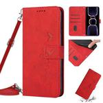 For Xiaomi Redmi K60 / K60 Pro Skin Feel Heart Pattern Leather Phone Case with Lanyard(Red)