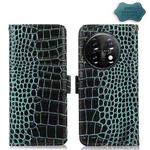 For OnePlus 11 5G Crocodile Top Layer Cowhide RFID Leather Phone Case(Green)
