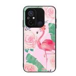 For Xiaomi Redmi 12C Colorful Painted Glass Phone Case(Flamingo)