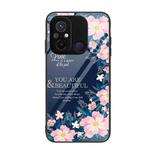 For Xiaomi Redmi 12C Colorful Painted Glass Phone Case(Flower)