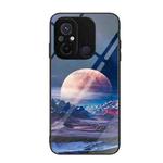 For Xiaomi Redmi 12C Colorful Painted Glass Phone Case(Moon Hill)