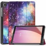 For Lenovo Tab M8 4th Gen / TB-300FU Custer Painted 3-Fold Holder Leather Tablet Case(Milky Way Nebula)