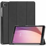 For Lenovo Tab M8 4th Gen / TB-300FU Custer Pure Color 3-Fold Holder Leather Tablet Case(Black)