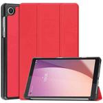 For Lenovo Tab M8 4th Gen / TB-300FU Custer Pure Color 3-Fold Holder Leather Tablet Case(Red)