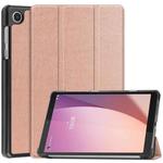 For Lenovo Tab M8 4th Gen / TB-300FU Custer Pure Color 3-Fold Holder Leather Tablet Case(Rose Gold)