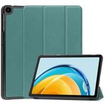 For Huawei Matepad SE 10.4 Custer Pure Color 3-Fold Holder Leather Tablet Case(Dark Green)