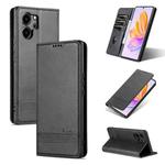 For Honor 80 SE AZNS Magnetic Calf Texture Flip Leather Phone Case(Black)