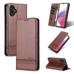 For Samsung Galaxy A04e AZNS Magnetic Calf Texture Flip Leather Phone Case(Dark Brown)