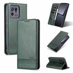 For Xiaomi 13 AZNS Magnetic Calf Texture Flip Leather Phone Case(Dark Green)