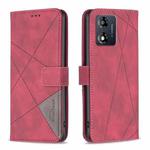 For Motorola Moto E13 4G Magnetic Buckle Rhombus Texture Leather Phone Case(Red)