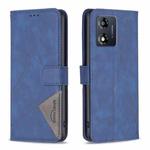 For Motorola Moto E13 4G Magnetic Buckle Rhombus Texture Leather Phone Case(Blue)