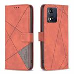 For Motorola Moto E13 4G Magnetic Buckle Rhombus Texture Leather Phone Case(Brown)