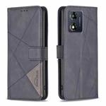 For Motorola Moto E13 4G Magnetic Buckle Rhombus Texture Leather Phone Case(Black)