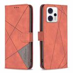 For Motorola Moto G13 4G/G23 4G/G53 5G Magnetic Buckle Rhombus Texture Leather Phone Case(Brown)