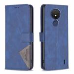 For Nokia C21 Magnetic Buckle Rhombus Texture Leather Phone Case(Blue)