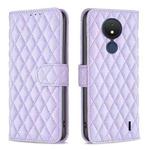 For Nokia C21 Diamond Lattice Wallet Leather Flip Phone Case(Purple)