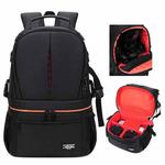 Large Capacity Waterproof Backpack Travel Shoulders Camera Bags(Black Grid Inner Red)