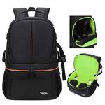 Large Capacity Waterproof Backpack Travel Shoulders Camera Bags(Black Grid Inner Green)