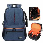 Large Capacity Waterproof Backpack Travel Shoulders Camera Bags(Blue Matte Inner Orange)