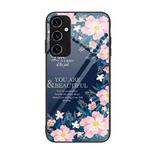 For Samsung Galaxy A34 5G Colorful Painted Glass Phone Case(Flower)