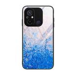 For Xiaomi Redmi 12C Marble Pattern Glass Phone Case(Ocean Waves)