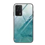 For Xiaomi Redmi K60E Marble Pattern Glass Phone Case(Green Ocean)