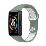 For Honor Band 7 Two-color Reverse Buckle Silicone Watch Band(Green White)