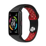 For Honor Band 7 Two-color Reverse Buckle Silicone Watch Band(Black Red)