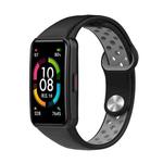For Honor Band 7 Two-color Reverse Buckle Silicone Watch Band(Black Grey)