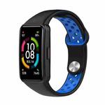 For Honor Band 7 Two-color Reverse Buckle Silicone Watch Band(Black Blue)