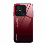 For Xiaomi Redmi 12C Gradient Color Glass Phone Case(Red Black)