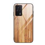 For Xiaomi Redmi K60E Wood Grain Glass Phone Case(Yellow)