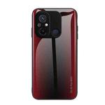 For Xiaomi Redmi 12C Texture Gradient Glass TPU Phone Case(Red)