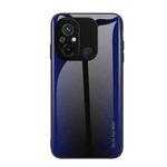 For Xiaomi Redmi 12C Texture Gradient Glass TPU Phone Case(Dark Blue)