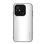 For Xiaomi Redmi 12C Texture Gradient Glass TPU Phone Case(White)