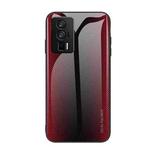 For Xiaomi Redmi K60/K60 Pro Texture Gradient Glass TPU Phone Case(Red)