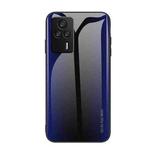 For Xiaomi Redmi K60E Texture Gradient Glass TPU Phone Case(Dark Blue)