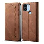 For Xiaomi Poco C50 Denim Texture Leather Phone Case(Brown)