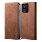 For Xiaomi Poco X5 Pro 5G / Redmi Note 12 Pro Speed Denim Texture Leather Phone Case(Brown)