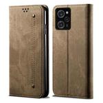 For Xiaomi Poco X5 Pro 5G / Redmi Note 12 Pro Speed Denim Texture Leather Phone Case(Khaki)