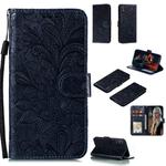 For Huawei Enjoy 10e Lace Flower Embossing Pattern Horizontal Flip Leather Case , with Holder & Card Slots & Wallet & Photo Frame & Lanyard(Black)