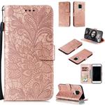 For Xiaomi Redmi Note 9 Pro Max Lace Flower Embossing Pattern Horizontal Flip Leather Case , with Holder & Card Slots & Wallet & Photo Frame & Lanyard(Rose Gold)