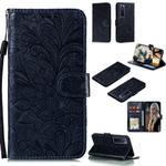 For Huawei Nova 7 Pro Lace Flower Embossing Pattern Horizontal Flip Leather Case , with Holder & Card Slots & Wallet & Photo Frame & Lanyard(Black)