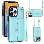 For iPhone 12 Pro RFID Card Slot Phone Case with Long Lanyard(Mint Green)