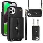 For iPhone 11 Pro RFID Card Slot Phone Case with Long Lanyard(Black)
