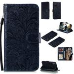 For Huawei Honor 30S Lace Flower Embossing Pattern Horizontal Flip Leather Case , with Holder & Card Slots & Wallet & Photo Frame & Lanyard(Black)